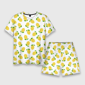 Мужской костюм с шортами 3D с принтом ЛИМОННАЯ ,  |  | food | lemon | pattern | еда | желтая | лемоны | лимоны | паттерн