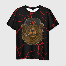 Мужская футболка 3D с принтом Медведь | СССР , 100% полиэфир | прямой крой, круглый вырез горловины, длина до линии бедер | Тематика изображения на принте: bear | bears | cosmo | gagarin | stalin | ussr | гагарин | герой | коммунизм | комунизм | космос | красная | ленин | медведи | медведь | медвежонок | молот | отечественная | первый космонавт | серп | серп и молот | союз