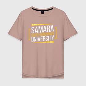Мужская футболка хлопок Oversize с принтом SSAU since 1942 , 100% хлопок | свободный крой, круглый ворот, “спинка” длиннее передней части | samara state aerospace university | ssau | самара | сгау | универ | университеты | универы