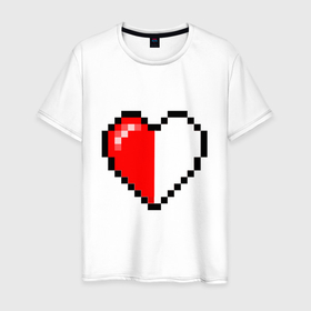 Мужская футболка хлопок с принтом Майнкрафт серце , 100% хлопок | прямой крой, круглый вырез горловины, длина до линии бедер, слегка спущенное плечо. | minecraft | любовь | майнкрафт | пиксель | половинка | сердце