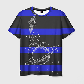 Мужская футболка 3D с принтом Космос в Тюмени, 100% полиэфир | прямой крой, круглый вырез горловины, длина до линии бедер | Тематика изображения на принте: космос | планета | ракета | сатурн