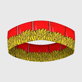 Повязка на голову 3D с принтом ФРИ в Кировске,  |  | food | fries | pattern | еда | картошка | мак | макдональдс | паттерн | фри