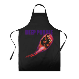 Фартук 3D с принтом Deep Purple в Тюмени, 100% полиэстер | общий размер — 65 х 85 см, ширина нагрудника — 26 см, горловина — 53 см, длина завязок — 54 см, общий обхват в поясе — 173 см. Принт на завязках и на горловине наносится с двух сторон, на основной части фартука — только с внешней стороны | album | deep | hard | metal | purple | rock | альбом | британия | группа | метал | рок | хард | хеви