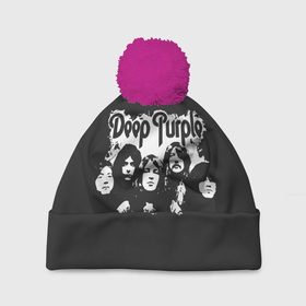 Шапка 3D c помпоном с принтом Deep Purple в Курске, 100% полиэстер | универсальный размер, печать по всей поверхности изделия | album | deep | hard | metal | purple | rock | альбом | британия | группа | метал | рок | хард | хеви