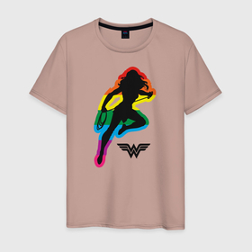 Мужская футболка хлопок с принтом Wonder Woman Rainbow в Белгороде, 100% хлопок | прямой крой, круглый вырез горловины, длина до линии бедер, слегка спущенное плечо. | dc pride | justice league | pride | vdosadir | wonder woman | лига справедливости | прайд | радуга | чудо женщина