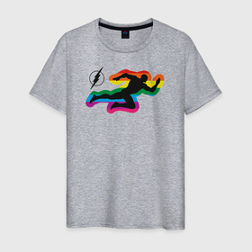 Мужская футболка хлопок с принтом Rainbow Flash в Екатеринбурге, 100% хлопок | прямой крой, круглый вырез горловины, длина до линии бедер, слегка спущенное плечо. | dc pride | flash | justice league | pride | vdosadir | лига справедливости | прайд | радуга | флэш
