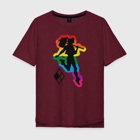 Мужская футболка хлопок Oversize с принтом Harley Quinn Rainbow в Рязани, 100% хлопок | свободный крой, круглый ворот, “спинка” длиннее передней части | dc pride | harley quinn | justice league | pride | vdosadir | лига справедливости | прайд | радуга | харли квинн