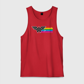 Мужская майка хлопок с принтом Wonder Woman Rainbow Logo , 100% хлопок |  | Тематика изображения на принте: dc pride | justice league | pride | vdosadir | wonder woman | лига справедливости | прайд | радуга | чудо женщина