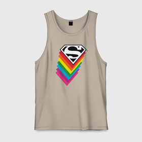Мужская майка хлопок с принтом Superman Logo в Курске, 100% хлопок |  | dc pride | justice league | pride | superman | vdosadir | лига справедливости | прайд | радуга | супермен