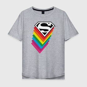 Мужская футболка хлопок Oversize с принтом Superman Logo , 100% хлопок | свободный крой, круглый ворот, “спинка” длиннее передней части | dc pride | justice league | pride | superman | vdosadir | лига справедливости | прайд | радуга | супермен