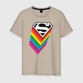 Мужская футболка хлопок с принтом Superman Logo в Санкт-Петербурге, 100% хлопок | прямой крой, круглый вырез горловины, длина до линии бедер, слегка спущенное плечо. | dc pride | justice league | pride | superman | vdosadir | лига справедливости | прайд | радуга | супермен