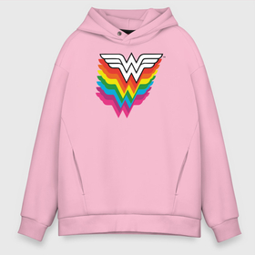 Мужское худи Oversize хлопок с принтом Wonder Woman Logo в Новосибирске, френч-терри — 70% хлопок, 30% полиэстер. Мягкий теплый начес внутри —100% хлопок | боковые карманы, эластичные манжеты и нижняя кромка, капюшон на магнитной кнопке | Тематика изображения на принте: dc pride | justice league | pride | vdosadir | wonder woman | лига справедливости | прайд | радуга | чудо женщина