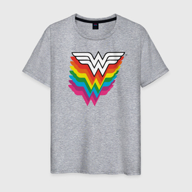 Мужская футболка хлопок с принтом Wonder Woman Logo в Екатеринбурге, 100% хлопок | прямой крой, круглый вырез горловины, длина до линии бедер, слегка спущенное плечо. | dc pride | justice league | pride | vdosadir | wonder woman | лига справедливости | прайд | радуга | чудо женщина