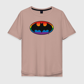 Мужская футболка хлопок Oversize с принтом Batman Logo в Тюмени, 100% хлопок | свободный крой, круглый ворот, “спинка” длиннее передней части | Тематика изображения на принте: batman | dc pride | justice league | pride | vdosadir | бэтмен | лига справедливости | прайд | радуга