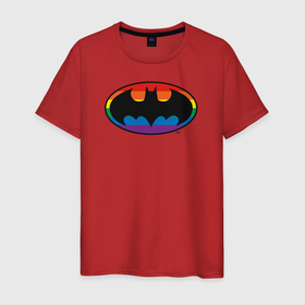 Мужская футболка хлопок с принтом Batman Logo в Екатеринбурге, 100% хлопок | прямой крой, круглый вырез горловины, длина до линии бедер, слегка спущенное плечо. | batman | dc pride | justice league | pride | vdosadir | бэтмен | лига справедливости | прайд | радуга
