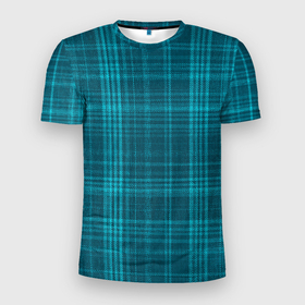 Мужская футболка 3D Slim с принтом Зеленая форма в Екатеринбурге, 100% полиэстер с улучшенными характеристиками | приталенный силуэт, круглая горловина, широкие плечи, сужается к линии бедра | бирюзовый | зеленый | линии | темный | школьная форма