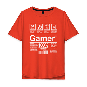 Мужская футболка хлопок Oversize с принтом Этикетка Геймера в Екатеринбурге, 100% хлопок | свободный крой, круглый ворот, “спинка” длиннее передней части | gameboy | gamer | gamers | geek | ingredients | level up | natural | nerd | pizza | гик | для гиков | ингредиент | ингредиенты | левел ап | натуральный | пицца | повышение уровня | состав | сто процентный | упаковка 