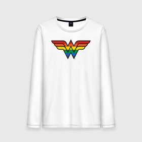 Мужской лонгслив хлопок с принтом Wonder Woman Logo в Новосибирске, 100% хлопок |  | Тематика изображения на принте: dc pride | justice league | pride | vdosadir | wonder woman | лига справедливости | прайд | радуга | чудо женщина