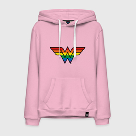 Мужская толстовка хлопок с принтом Wonder Woman Logo в Екатеринбурге, френч-терри, мягкий теплый начес внутри (100% хлопок) | карман-кенгуру, эластичные манжеты и нижняя кромка, капюшон с подкладом и шнурком | dc pride | justice league | pride | vdosadir | wonder woman | лига справедливости | прайд | радуга | чудо женщина