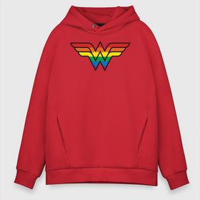 Мужское худи Oversize хлопок с принтом Wonder Woman Logo в Белгороде, френч-терри — 70% хлопок, 30% полиэстер. Мягкий теплый начес внутри —100% хлопок | боковые карманы, эластичные манжеты и нижняя кромка, капюшон на магнитной кнопке | dc pride | justice league | pride | vdosadir | wonder woman | лига справедливости | прайд | радуга | чудо женщина