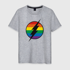 Мужская футболка хлопок с принтом Flash Logo в Екатеринбурге, 100% хлопок | прямой крой, круглый вырез горловины, длина до линии бедер, слегка спущенное плечо. | dc pride | flash | justice league | pride | vdosadir | лига справедливости | прайд | радуга | флэш