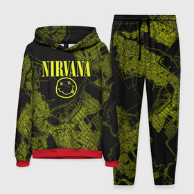 Мужской костюм 3D (с толстовкой) с принтом Nirvana | Нирвана в городе Новоалтайск,  |  | kurt cobain | nirvana | rock | smile | гранж | курт кобейн | нирвана | рок | смайл