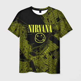 Мужская футболка 3D с принтом Nirvana | Нирвана в Санкт-Петербурге, 100% полиэфир | прямой крой, круглый вырез горловины, длина до линии бедер | kurt cobain | nirvana | rock | smile | гранж | курт кобейн | нирвана | рок | смайл