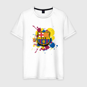 Мужская футболка хлопок с принтом Barcelona в Тюмени, 100% хлопок | прямой крой, круглый вырез горловины, длина до линии бедер, слегка спущенное плечо. | barcelona | barselona | futbol club | барса | барселона | лионель месси | люблю футбол | месси | сине гранатовые | фанат | фк барселона | форма | форма игроков | футбол | футбольный клуб | эмблема | эмблема клуба