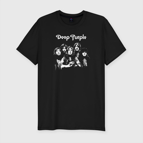 Мужская футболка хлопок Slim с принтом Deep Purple в Петрозаводске, 92% хлопок, 8% лайкра | приталенный силуэт, круглый вырез ворота, длина до линии бедра, короткий рукав | deep purple | альбом | гловер | группа | дееп | деп | ди | дип | диперпл | дипперпл | иэн гиллан | иэн пэйс | лого | логотип | метал | морс | пепл | перпл | прогрессивный | психоделический | рок | символ | хард