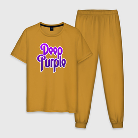Мужская пижама хлопок с принтом Deep Purple , 100% хлопок | брюки и футболка прямого кроя, без карманов, на брюках мягкая резинка на поясе и по низу штанин
 | deep purple | альбом | гловер | группа | дееп | деп | ди | дип | диперпл | дипперпл | иэн гиллан | иэн пэйс | лого | логотип | метал | морс | пепл | перпл | прогрессивный | психоделический | рок | символ | хард