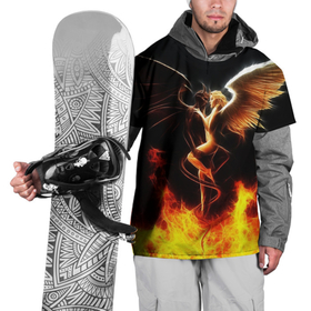Накидка на куртку 3D с принтом Angel and demon в Санкт-Петербурге, 100% полиэстер |  | добро и зло. | крылья | рога | хвост | чистый и тёмный