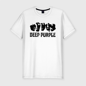 Мужская футболка хлопок Slim с принтом Deep Purple в Тюмени, 92% хлопок, 8% лайкра | приталенный силуэт, круглый вырез ворота, длина до линии бедра, короткий рукав | deep purple | альбом | гловер | группа | дееп | деп | ди | дип | диперпл | дипперпл | иэн гиллан | иэн пэйс | лого | логотип | метал | морс | пепл | перпл | прогрессивный | психоделический | рок | символ | хард