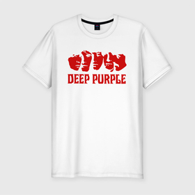 Мужская футболка хлопок Slim с принтом Deep Purple в Курске, 92% хлопок, 8% лайкра | приталенный силуэт, круглый вырез ворота, длина до линии бедра, короткий рукав | deep purple | альбом | гловер | группа | дееп | деп | ди | дип | диперпл | дипперпл | иэн гиллан | иэн пэйс | лого | логотип | метал | морс | пепл | перпл | прогрессивный | психоделический | рок | символ | хард
