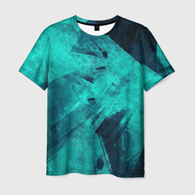 Мужская футболка 3D с принтом Кристаллы в Кировске, 100% полиэфир | прямой крой, круглый вырез горловины, длина до линии бедер | colors | yellow | брызги | краски | кристаллы | планета | разводы красок | синие