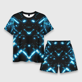 Мужской костюм с шортами 3D с принтом Neon Lights в Кировске,  |  | blue | cyberpunk2077 | girl | neon | неон | неоновая