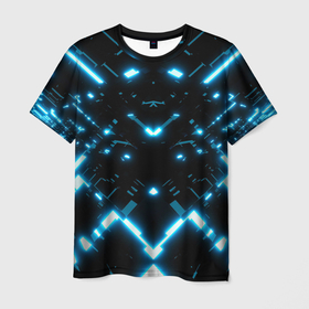 Мужская футболка 3D с принтом Neon Lights в Санкт-Петербурге, 100% полиэфир | прямой крой, круглый вырез горловины, длина до линии бедер | blue | cyberpunk2077 | girl | neon | неон | неоновая