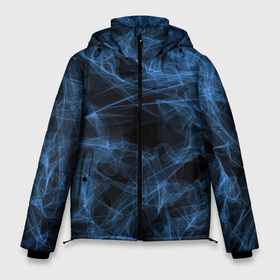 Мужская зимняя куртка 3D с принтом Синяя паутина в Петрозаводске, верх — 100% полиэстер; подкладка — 100% полиэстер; утеплитель — 100% полиэстер | длина ниже бедра, свободный силуэт Оверсайз. Есть воротник-стойка, отстегивающийся капюшон и ветрозащитная планка. 

Боковые карманы с листочкой на кнопках и внутренний карман на молнии. | Тематика изображения на принте: colors | cosmic | stars | yellow | брызги | звезды | краски | планета | разводы красок