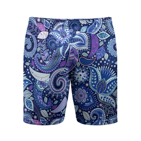 Мужские шорты спортивные с принтом ВОСТОЧНЫЙ УЗОР в Тюмени,  |  | восток | гжель | красивый | природа | синий | сказка | узор | фиолетовый | цветы