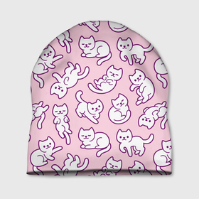Шапка 3D с принтом Котики Pattern в Кировске, 100% полиэстер | универсальный размер, печать по всей поверхности изделия | pattern | кот | котики | коты | милота | милый | няшная | няшный | паттерн | розовая | розовый | узор | узор из котиков