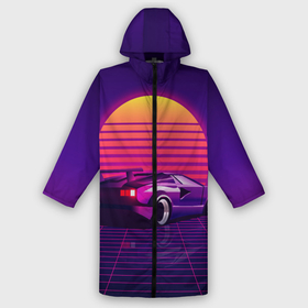 Дождевик унисекс 3D с принтом Ретро Футуризм в городе Новоалтайск,  |  | cyberpunk | lamborgini | retrowave | vaporwave | закат | киберпанк | лмборгини | машина | машина в закате | машина на фоне заката | ночь | ретро | ретро футуризм
