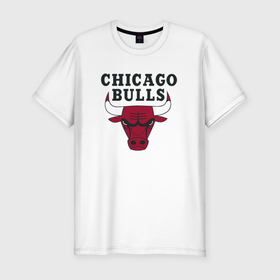 Мужская футболка хлопок Slim с принтом Chicago Bulls в Тюмени, 92% хлопок, 8% лайкра | приталенный силуэт, круглый вырез ворота, длина до линии бедра, короткий рукав | jordan | michael | michael jordan | баскетбол | джордан | майкл | стиль