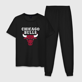 Мужская пижама хлопок с принтом Chicago Bulls , 100% хлопок | брюки и футболка прямого кроя, без карманов, на брюках мягкая резинка на поясе и по низу штанин
 | jordan | michael | michael jordan | баскетбол | джордан | майкл | стиль