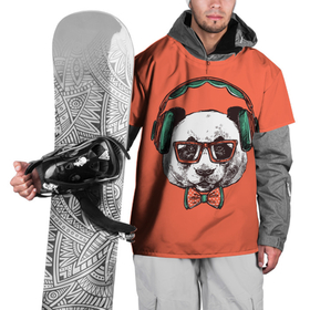 Накидка на куртку 3D с принтом панда меломан в Тюмени, 100% полиэстер |  | винтаж | графика | меломан | музыка | наушники | очки | панда | ретро | рисунок панды | хипстер