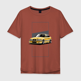 Мужская футболка хлопок Oversize с принтом BMW E36 в Белгороде, 100% хлопок | свободный крой, круглый ворот, “спинка” длиннее передней части | bmw | e36 | арт машина | бмв | быстрая машина | красивая машина | машина