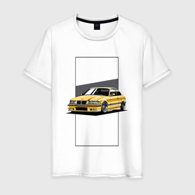 Мужская футболка хлопок с принтом BMW E36 в Петрозаводске, 100% хлопок | прямой крой, круглый вырез горловины, длина до линии бедер, слегка спущенное плечо. | bmw | e36 | арт машина | бмв | быстрая машина | красивая машина | машина