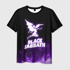 Мужская футболка 3D с принтом Black Sabbath NEON , 100% полиэфир | прямой крой, круглый вырез горловины, длина до линии бедер | black sabbath | hard rock | heavy metal | purple | блэк сабат | группы | метал | музыка | оззи осборн | рок | фиолетовый | хард рок | хэви метал