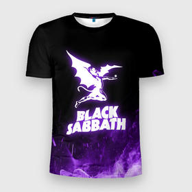 Мужская футболка 3D спортивная с принтом Black Sabbath NEON в Кировске, 100% полиэстер с улучшенными характеристиками | приталенный силуэт, круглая горловина, широкие плечи, сужается к линии бедра | black sabbath | hard rock | heavy metal | purple | блэк сабат | группы | метал | музыка | оззи осборн | рок | фиолетовый | хард рок | хэви метал