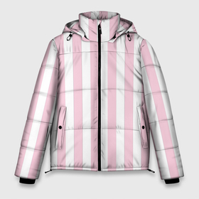 Мужская зимняя куртка 3D с принтом Розовые линии в Петрозаводске, верх — 100% полиэстер; подкладка — 100% полиэстер; утеплитель — 100% полиэстер | длина ниже бедра, свободный силуэт Оверсайз. Есть воротник-стойка, отстегивающийся капюшон и ветрозащитная планка. 

Боковые карманы с листочкой на кнопках и внутренний карман на молнии. | Тематика изображения на принте: белый | линии | розовый | светло розовый | светлый