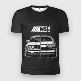 Мужская футболка 3D спортивная с принтом BMW в Новосибирске, 100% полиэстер с улучшенными характеристиками | приталенный силуэт, круглая горловина, широкие плечи, сужается к линии бедра | Тематика изображения на принте: auto | bmw | car | e | e34 | germany | m | m5 | series | x | авто | автомобиль | бмв | бнв | германия | машина