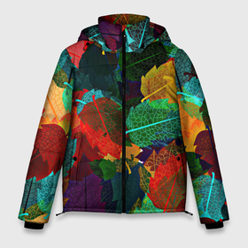 Мужская зимняя куртка 3D с принтом Abstract Autumn Leaves в Курске, верх — 100% полиэстер; подкладка — 100% полиэстер; утеплитель — 100% полиэстер | длина ниже бедра, свободный силуэт Оверсайз. Есть воротник-стойка, отстегивающийся капюшон и ветрозащитная планка. 

Боковые карманы с листочкой на кнопках и внутренний карман на молнии. | Тематика изображения на принте: абстракция | дерево | деревья | дождь | клен | лес | листики | листочки | листья | листья дуба | листья клен | листья неон | листья тропические | оранжевая | оранжевый | осень | текстура | узор | уют